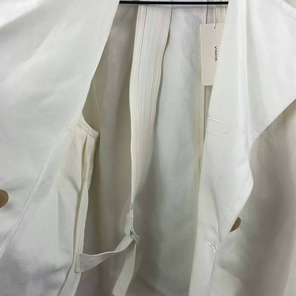 VINCE NWT Linen Cotton Double Breasted Lapel Twill Jacket Off-White size XS - Picture 9 of 10
